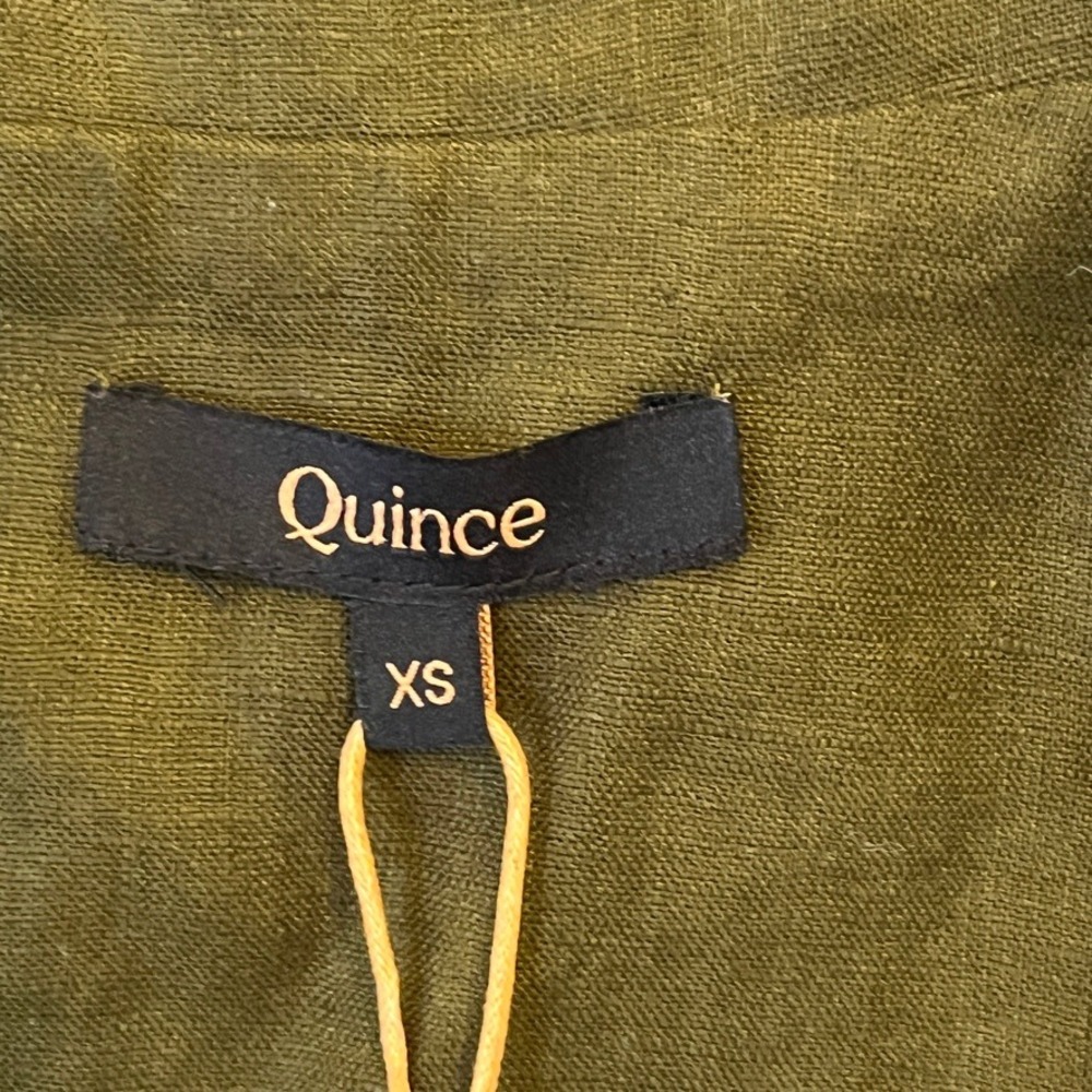 Quince Linen Short Sleeve Shirt Womens XS Martini Olive Camp Lagenlook NEW - Picture 3 of 11